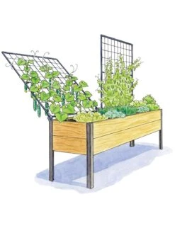 Elevated Planter Box And Space-Maker Pivoting Trellis Set, 2' X 8' -Garden Serie Store 8590367 SMTrellis 8ft tif
