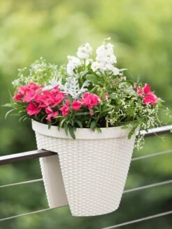 Weave Round Railing Planter, 11" -Garden Serie Store 8598370 8580 tif