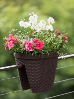 Weave Round Railing Planter, 11" -Garden Serie Store 8598370 8584 tif