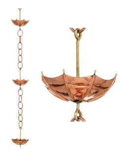 Umbrella Pure Copper Rain Chain, 8.5' -Garden Serie Store 8600208 03v