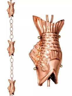 Fish Pure Copper Rain Chain, 8.5' -Garden Serie Store 8600209 03V tif