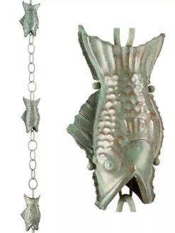 Fish Pure Copper Rain Chain, 8.5' -Garden Serie Store 8600209 07V tif