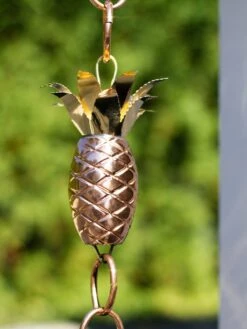 Pineapple Pure Copper Rain Chain, 8.5' -Garden Serie Store 8600210 02v