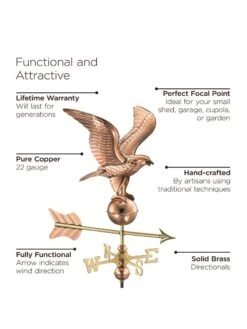 Eagle Cottage Copper Weathervane With Roof Mount -Garden Serie Store 8600278 01v