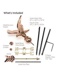 Eagle Garden Copper Weathervane With Pole -Garden Serie Store 8600279 01v