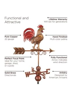 Bantam Rooster Copper Weathervane -Garden Serie Store 8600280 05v