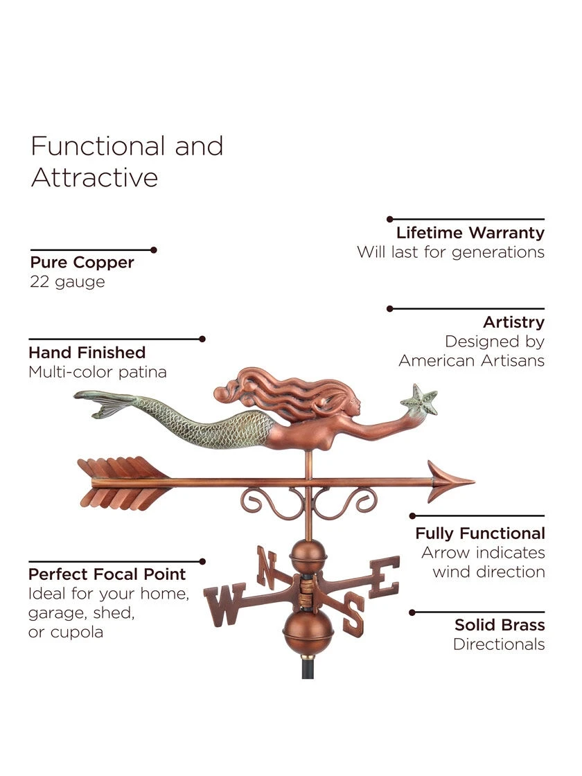 Little Mermaid Copper Weathervane 5 Little Mermaid Copper Weathervane - Image 3