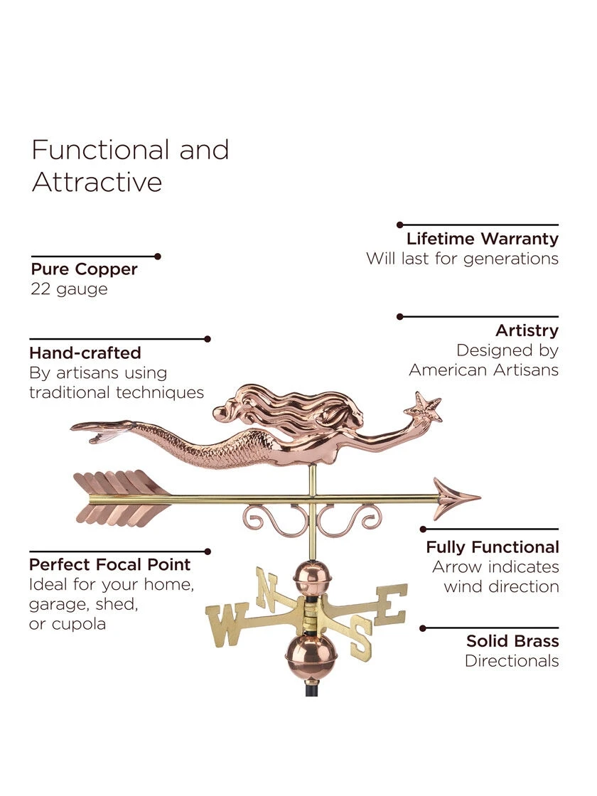 Little Mermaid Copper Weathervane 6 Little Mermaid Copper Weathervane - Image 4