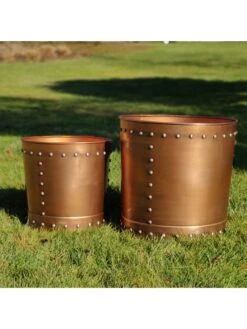 Riveted Planters, Set Of 2 -Garden Serie Store 8610081 03v