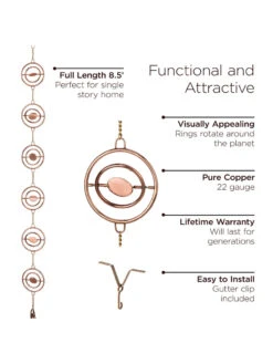 Stellar Copper Rain Chain, 8.5ft -Garden Serie Store 8610093 03v