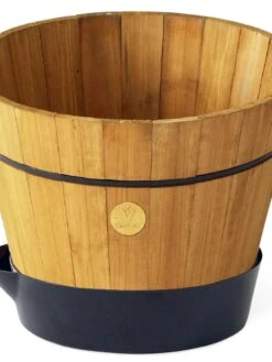 VegTrug® Build-a-Barrel Wooden Planter With Self-Watering Reservoir Tray, 18" -Garden Serie Store 8610253 01V tif