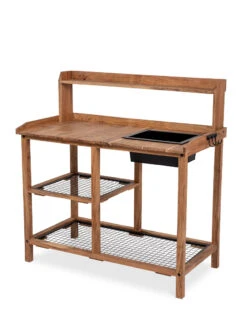 Dynamic Acacia Potting Bench With Soil Reservoir -Garden Serie Store 8611009 002