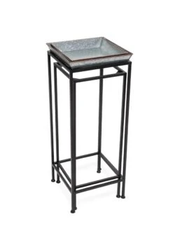 Square Nesting Plant Stands With Galvanized Trays, Set Of 2 -Garden Serie Store 8611976 003 tif