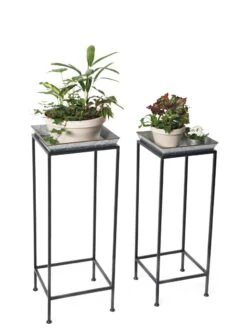 Square Nesting Plant Stands With Galvanized Trays, Set Of 2 -Garden Serie Store 8611976 7298 tif