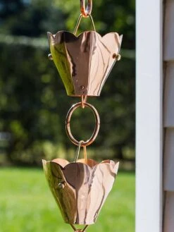 Tulip Pure Copper Rain Chain, 8.5' -Garden Serie Store 8612740 02v