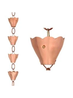 Tulip Pure Copper Rain Chain, 8.5' -Garden Serie Store 8612740 03v