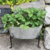 Achla Designs Mini Oval Galvanized Tub With Folding Stand -Garden Serie Store 8612906 02v achla designs mini oval galvanized tub with folding stand