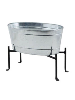 Achla Designs Mini Oval Galvanized Tub With Folding Stand -Garden Serie Store 8612906 03v