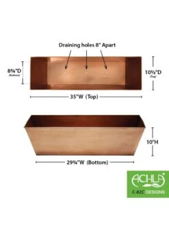 Achla Designs Plain Copper Plated Flower Box, Large -Garden Serie Store 8612915 03v