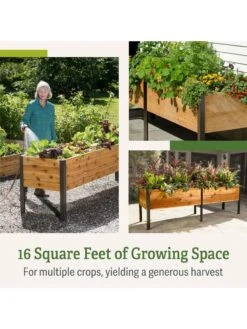 Self-Watering Eco-Stained Elevated Planter Box, 2' X 8' -Garden Serie Store b00eow8fhu raisedbed feature 2